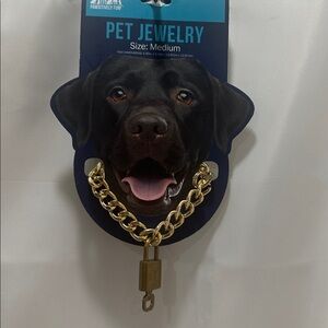 Gold Chain Collar pet  size medium, has a Louis Vuitton lock and key